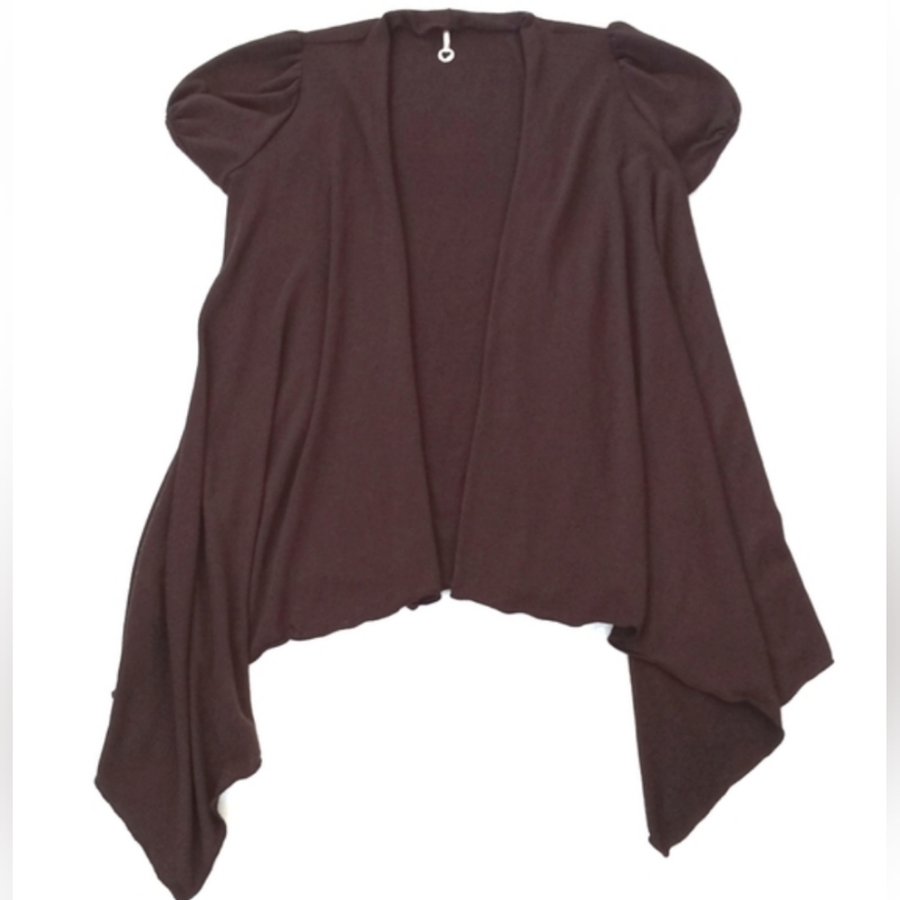 🌿 Ronin K Women's Dainty Lightweight Brown Rayon Blend Open Cardigan / Duster S - Picture 4 of 5